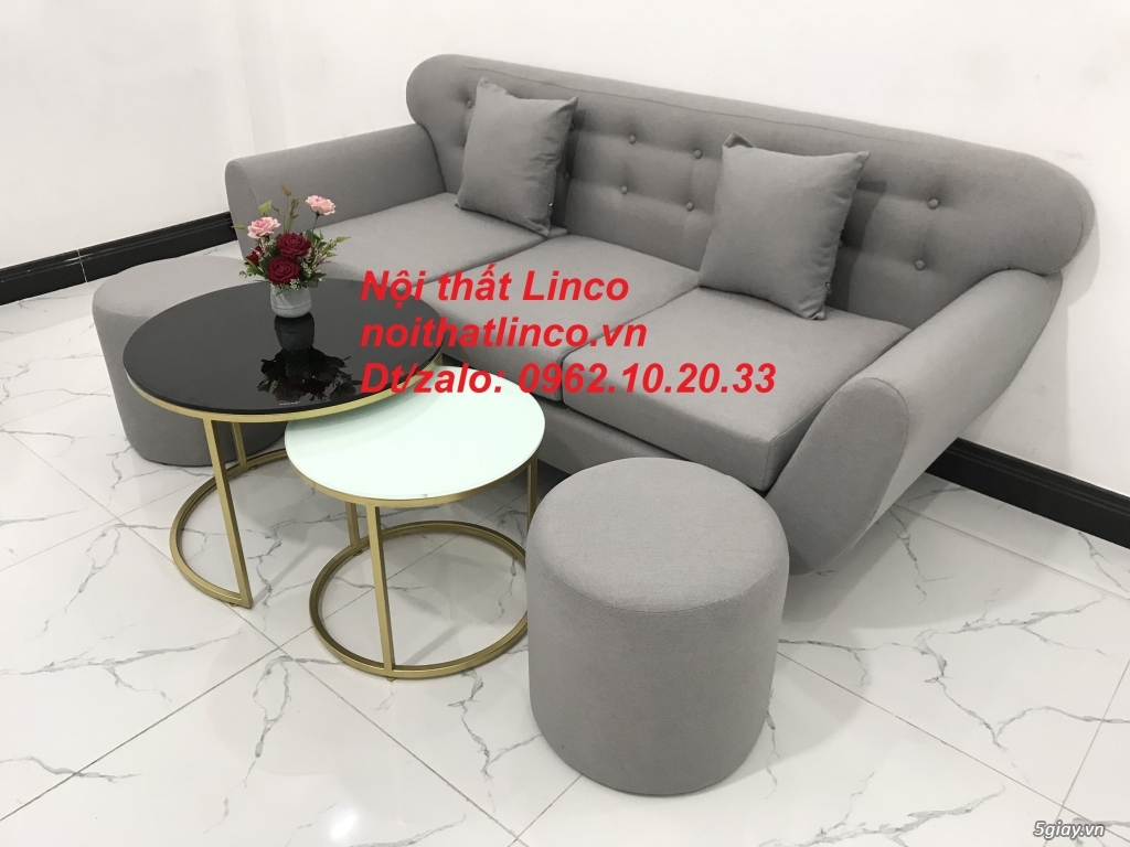 Bộ ghế sofa băng văng dài 1m9 xám ghi trắng giá rẻ Nội thất Linco HCM - 3