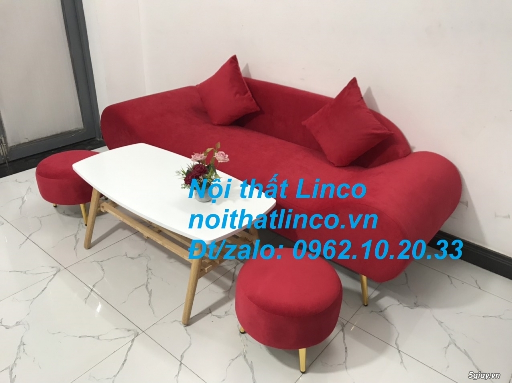 Bộ ghế sofa salon văng băng thuyền đỏ đô rẻ đẹp Nội thất Linco Sài Gòn - 5