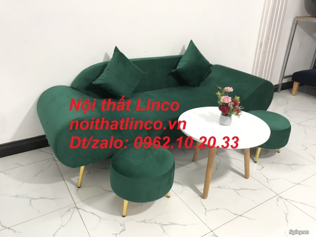 Bộ ghế sofa băng văng thuyền 2m xanh rêu rẻ đẹp Nội thất Linco Tphcm - 8