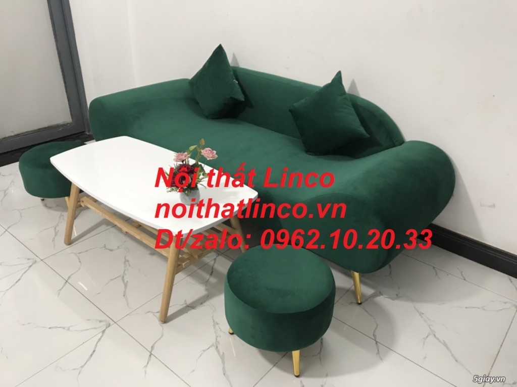 Bộ ghế sofa băng văng thuyền 2m xanh rêu rẻ đẹp Nội thất Linco Tphcm - 4