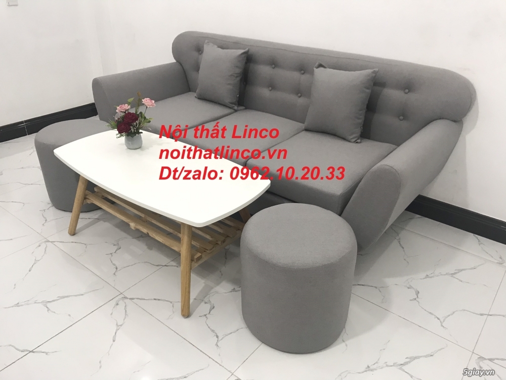 Bộ ghế sofa băng văng dài 1m9 xám ghi trắng giá rẻ Nội thất Linco HCM - 8