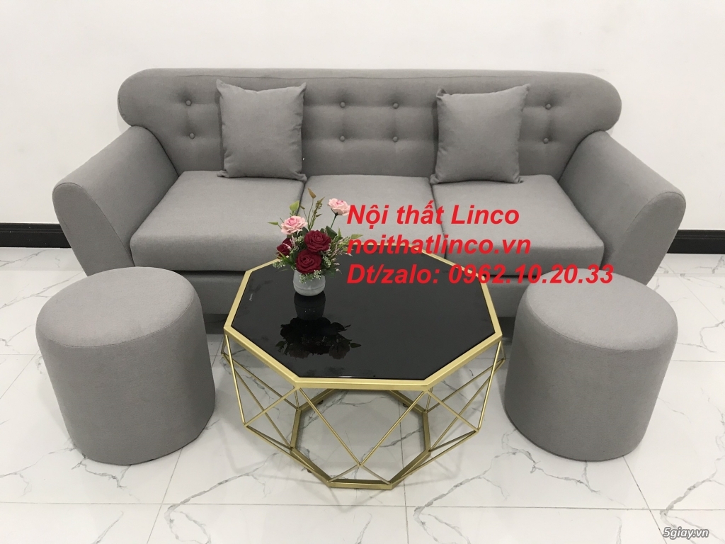 Bộ ghế sofa băng văng dài 1m9 xám ghi trắng giá rẻ Nội thất Linco HCM - 4
