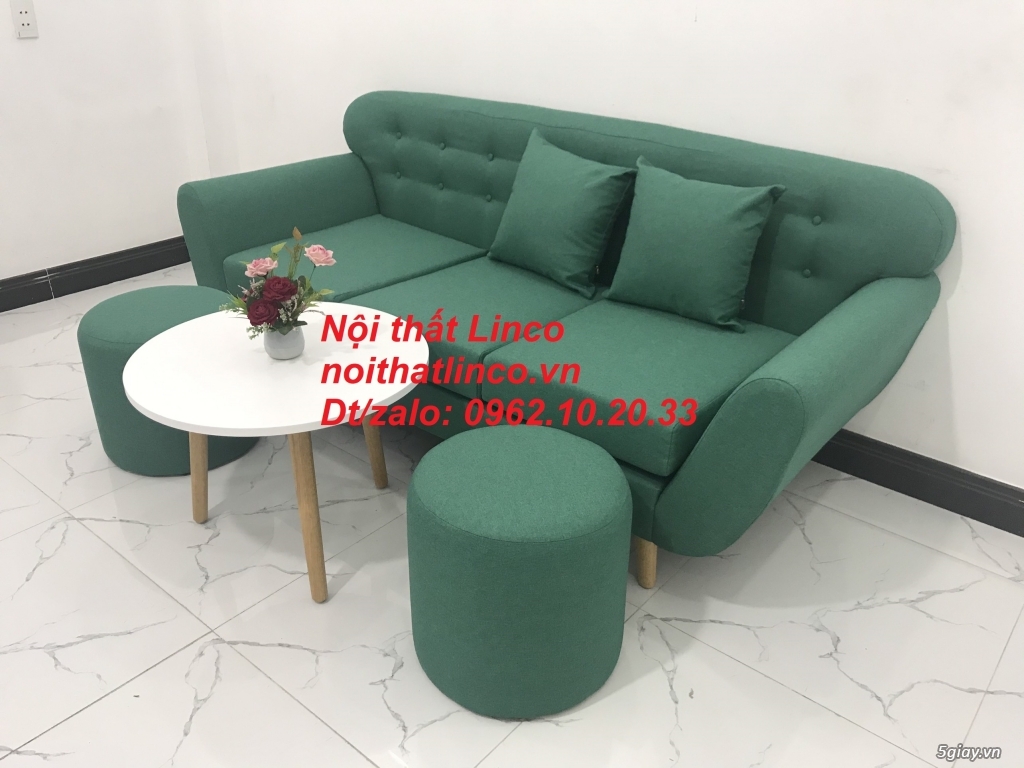Bộ bàn ghế sofa băng xanh ngọc giá rẻ nhỏ Nội thất Linco Sài Gòn HCM - 12