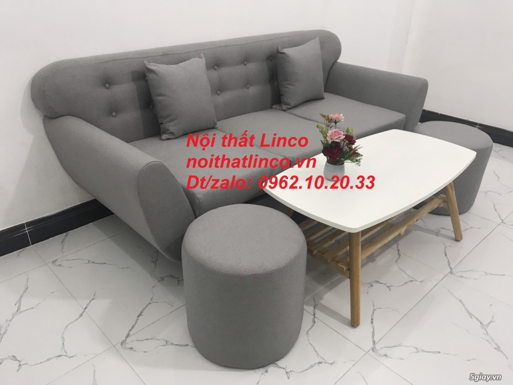 Bộ ghế sofa băng văng dài 1m9 xám ghi trắng giá rẻ Nội thất Linco HCM - 7