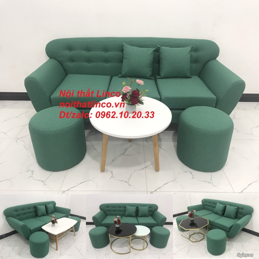 Bộ bàn ghế sofa băng xanh ngọc giá rẻ nhỏ Nội thất Linco Sài Gòn HCM