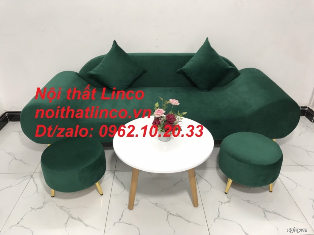 Bộ ghế sofa băng văng thuyền 2m xanh rêu rẻ đẹp Nội thất Linco Tphcm - 9