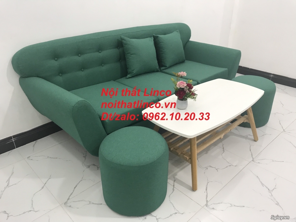 Bộ bàn ghế sofa băng xanh ngọc giá rẻ nhỏ Nội thất Linco Sài Gòn HCM - 9