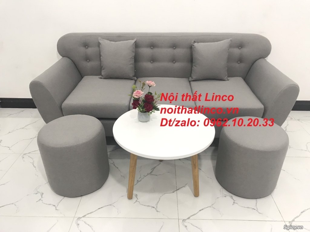 Bộ ghế sofa băng văng dài 1m9 xám ghi trắng giá rẻ Nội thất Linco HCM - 10
