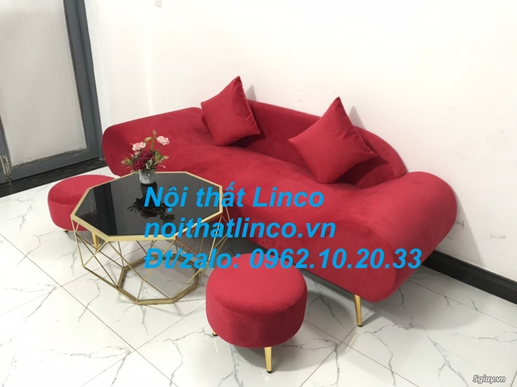 Bộ ghế sofa salon văng băng thuyền đỏ đô rẻ đẹp Nội thất Linco Sài Gòn - 2