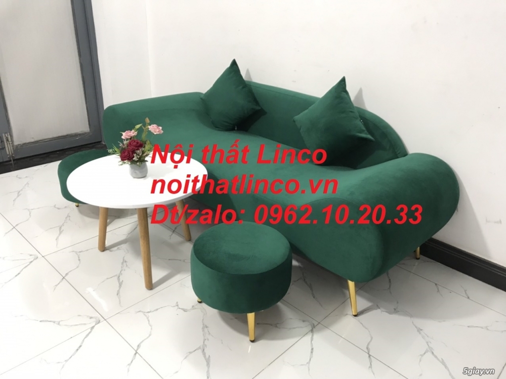 Bộ ghế sofa băng văng thuyền 2m xanh rêu rẻ đẹp Nội thất Linco Tphcm - 7