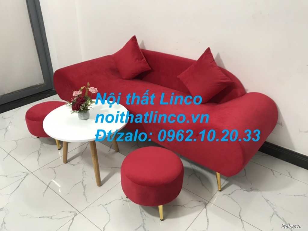 Bộ ghế sofa salon văng băng thuyền đỏ đô rẻ đẹp Nội thất Linco Sài Gòn - 9