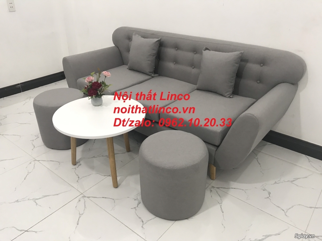 Bộ ghế sofa băng văng dài 1m9 xám ghi trắng giá rẻ Nội thất Linco HCM - 11