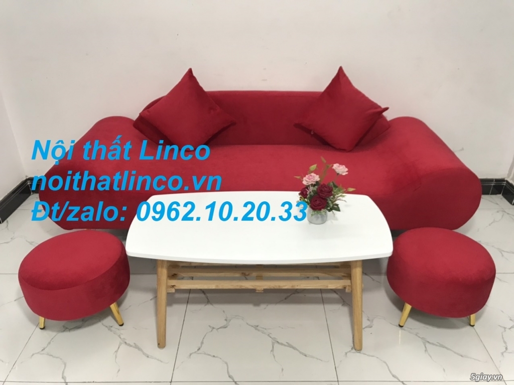 Bộ ghế sofa salon văng băng thuyền đỏ đô rẻ đẹp Nội thất Linco Sài Gòn - 6