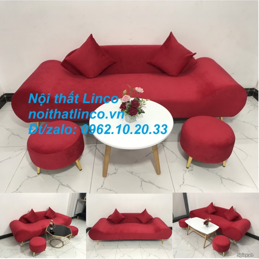 Bộ ghế sofa salon văng băng thuyền đỏ đô rẻ đẹp Nội thất Linco Sài Gòn