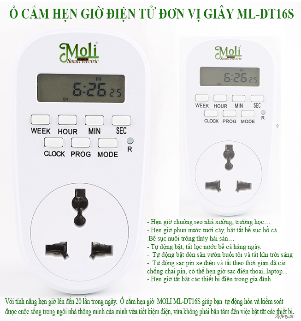 HẸN GIỜ ĐIỆN TỬ KG316 HÀNG CÔNG TY CHÍNH HÃNG MOLI