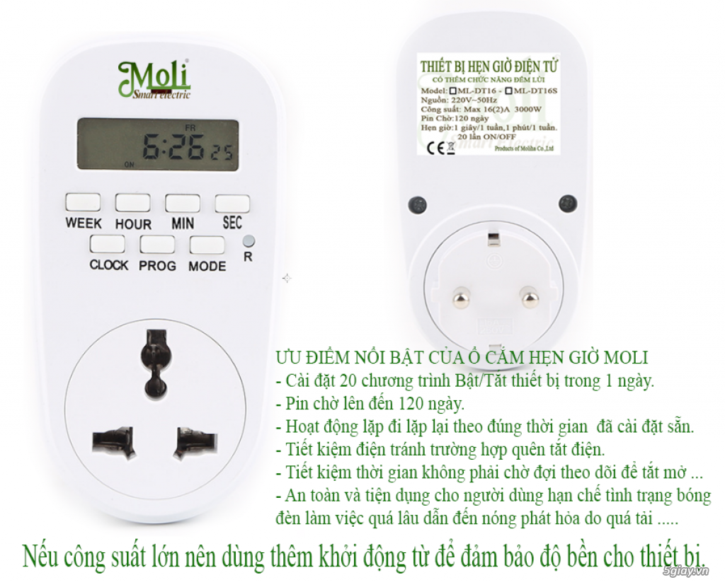 HẸN GIỜ ĐIỆN TỬ KG316 HÀNG CÔNG TY CHÍNH HÃNG MOLI