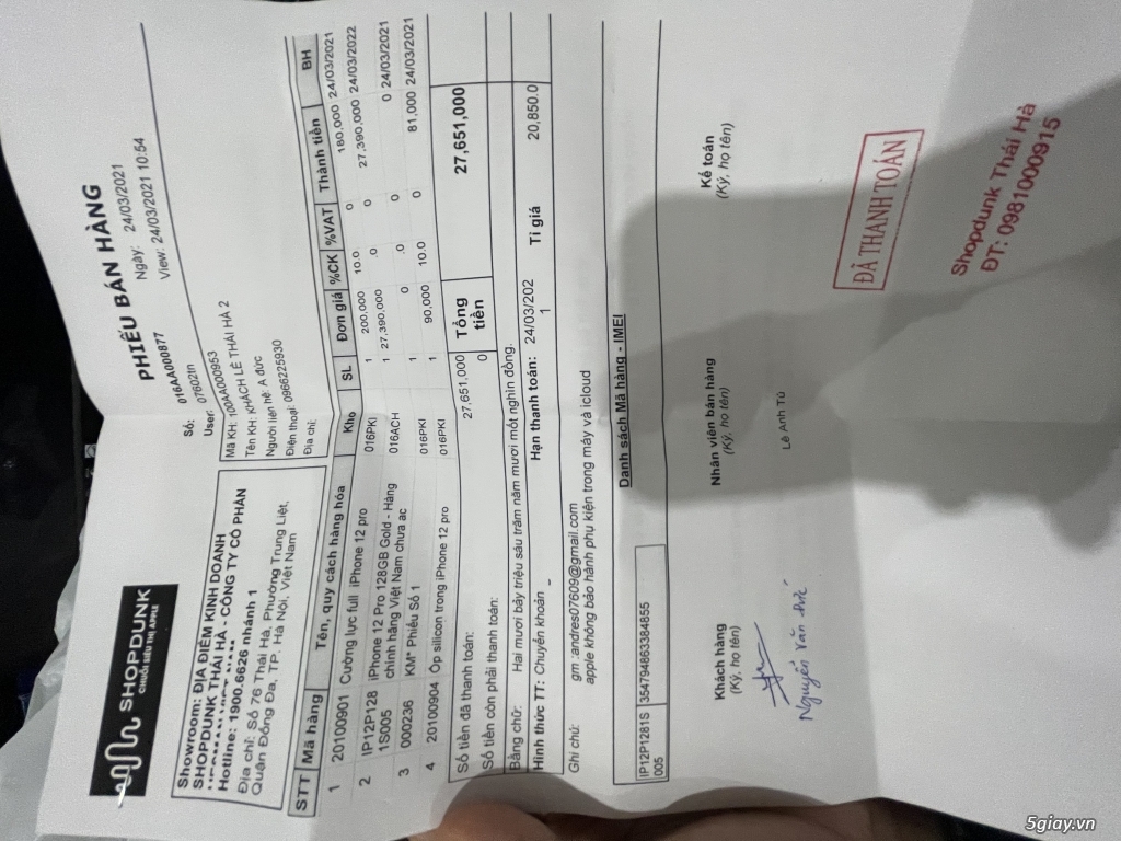 Iphone 12 pro 128,vàng- mới mua 2 ngày Shopdun - 2