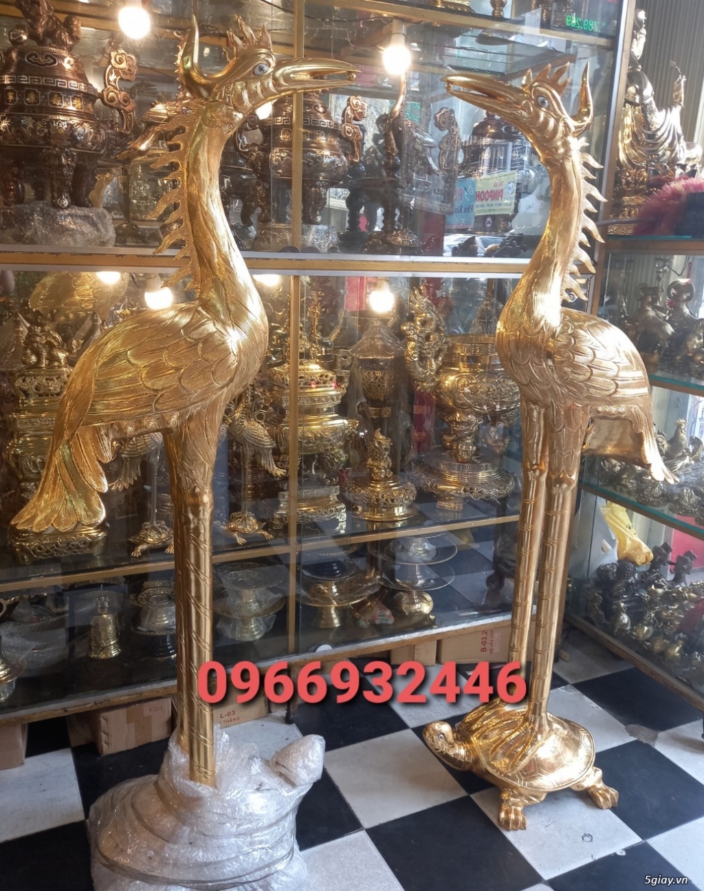 Cặp Hạc Lớn Cao 170Cm Đúc Đồng Vàng - 1