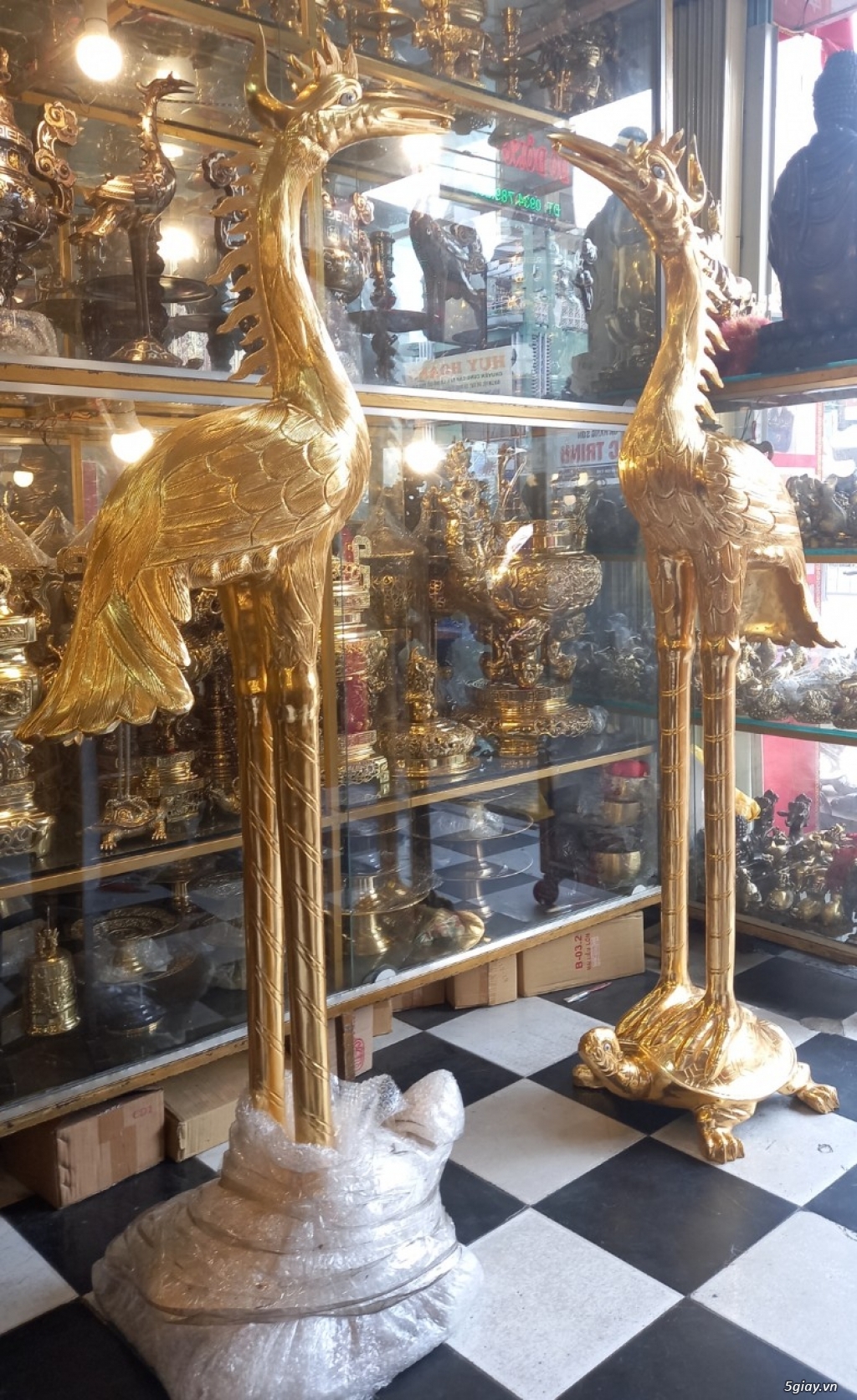 Cặp Hạc Lớn Cao 170Cm Đúc Đồng Vàng - 2