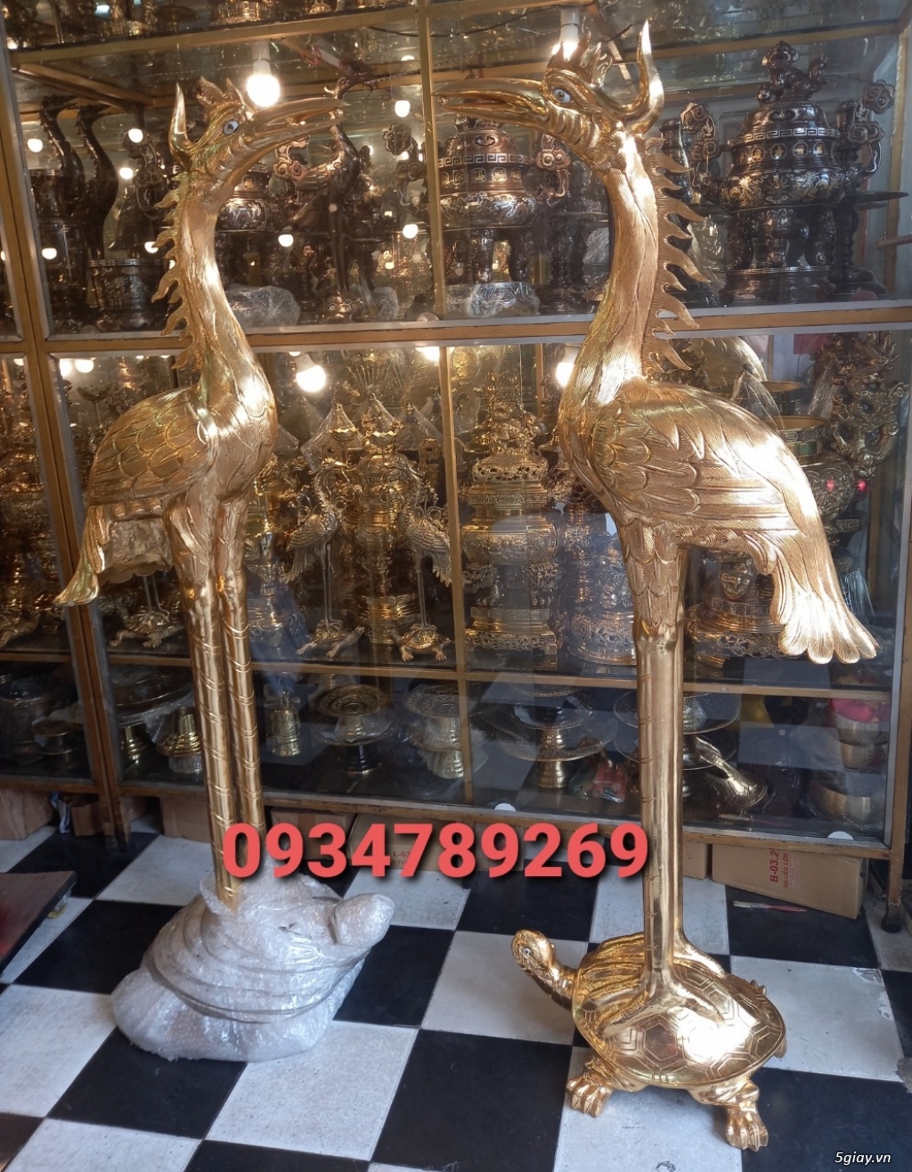 Cặp Hạc Lớn Cao 170Cm Đúc Đồng Vàng