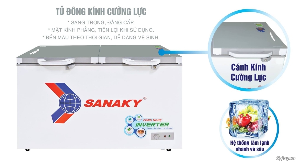 TỦ ĐÔNG SANAKY - CÁNH KÍNH CƯỜNG LỰC GIÁ KHO