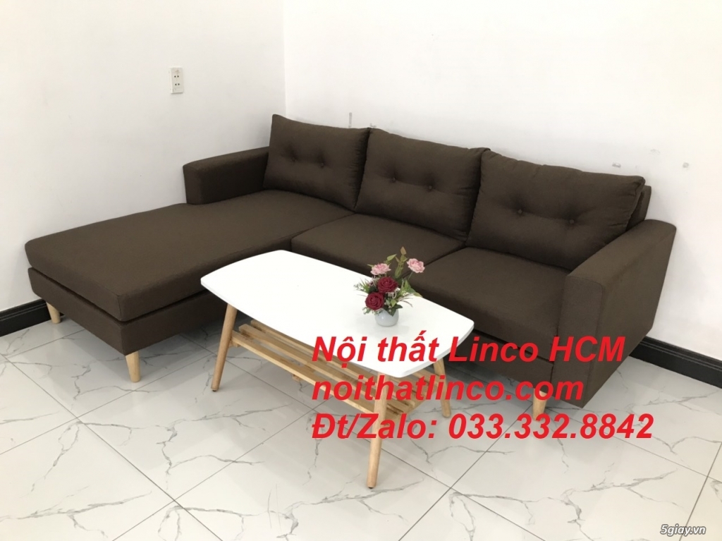 Bộ ghế sofa góc chữ L, sofa góc hiện đại nâu đậm | Nội thất Linco HCM - 5