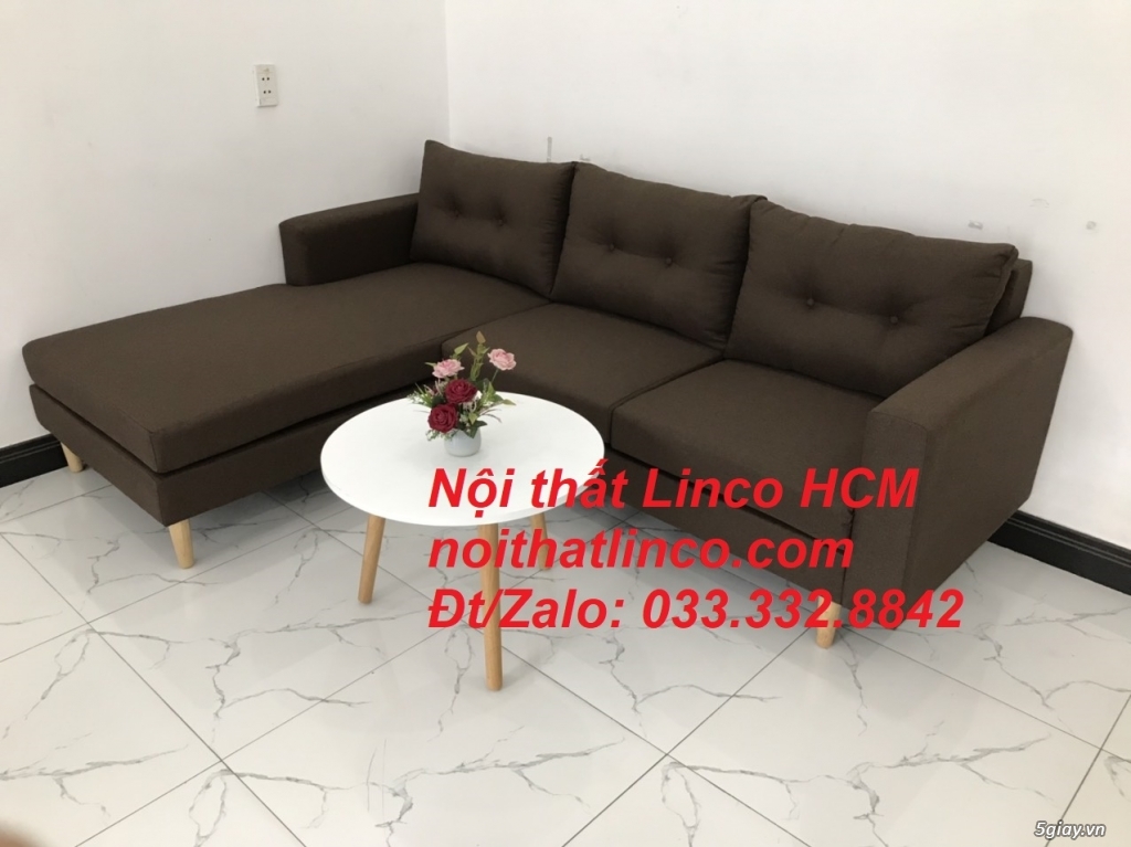 Bộ ghế sofa góc chữ L, sofa góc hiện đại nâu đậm | Nội thất Linco HCM - 3
