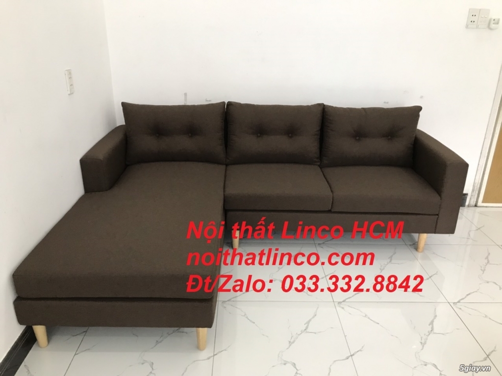 Bộ ghế sofa góc chữ L, sofa góc hiện đại nâu đậm | Nội thất Linco HCM - 2