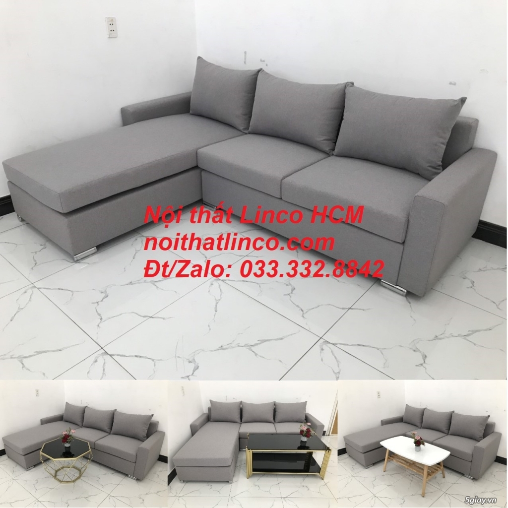 Sofa góc Tphcm | Bộ ghế sofa góc xám trắng giá rẻ | Nội thất Linco HCM