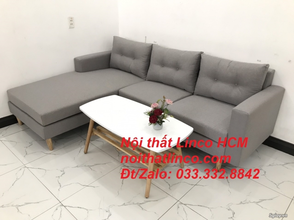 Bộ ghế sofa góc L màu xám ghi trắng nhỏ giá rẻ | Nội thất Linco Tphcm - 2