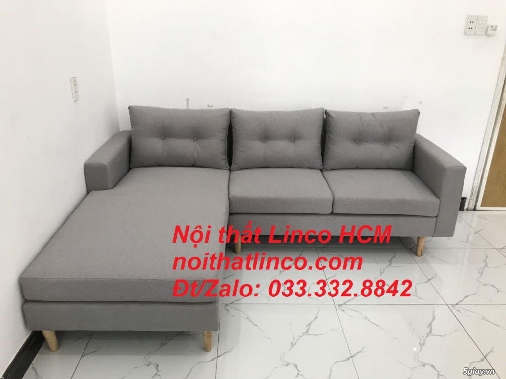 Bộ ghế sofa góc L màu xám ghi trắng nhỏ giá rẻ | Nội thất Linco Tphcm - 1