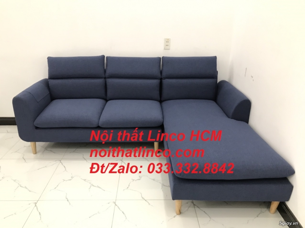 Bộ ghế sofa góc L phòng khách đẹp xanh dương đen | Nội thất Linco HCM - 1