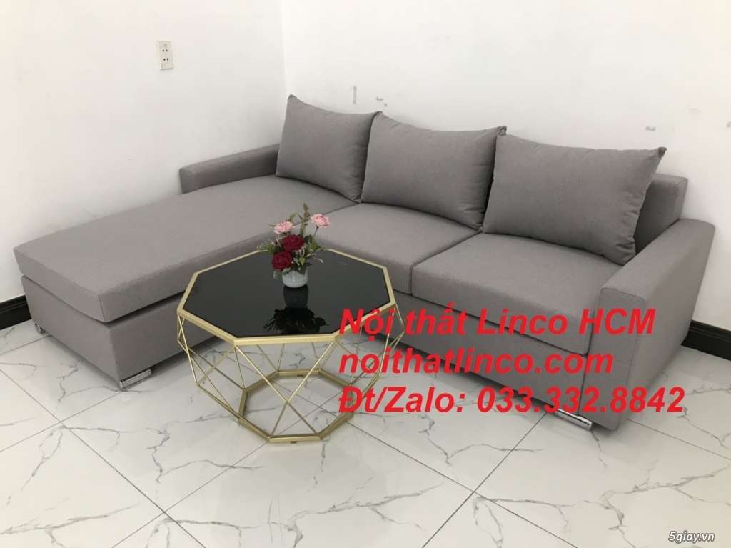 Sofa góc Tphcm | Bộ ghế sofa góc xám trắng giá rẻ | Nội thất Linco HCM - 1
