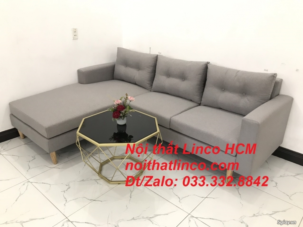 Bộ ghế sofa góc L màu xám ghi trắng nhỏ giá rẻ | Nội thất Linco Tphcm - 3