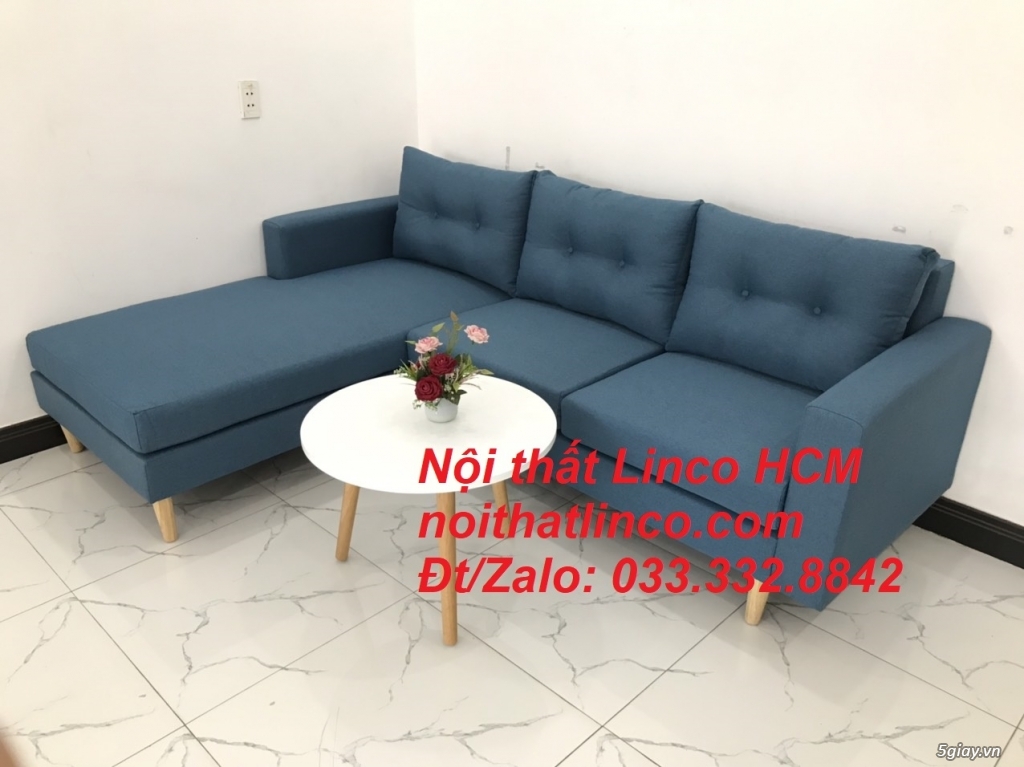 Bộ ghế sofa góc phòng khách xanh dương giá rẻ | Nội thất Linco Tphcm - 3