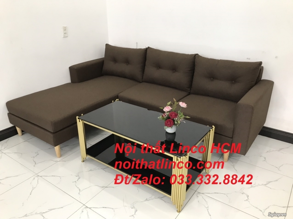 Bộ ghế sofa góc chữ L, sofa góc hiện đại nâu đậm | Nội thất Linco HCM - 4