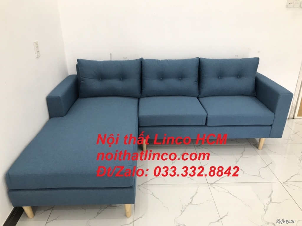 Bộ ghế sofa góc phòng khách xanh dương giá rẻ | Nội thất Linco Tphcm - 1
