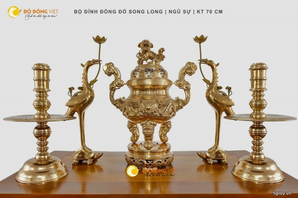 lư đồng đỏ song long