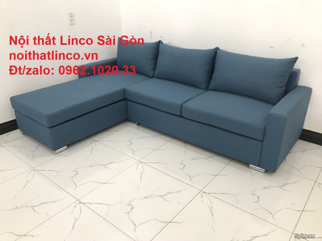 Bộ ghế sofa góc L giá rẻ | Sofa góc chữ L đẹp xanh dương | Linco SG - 10