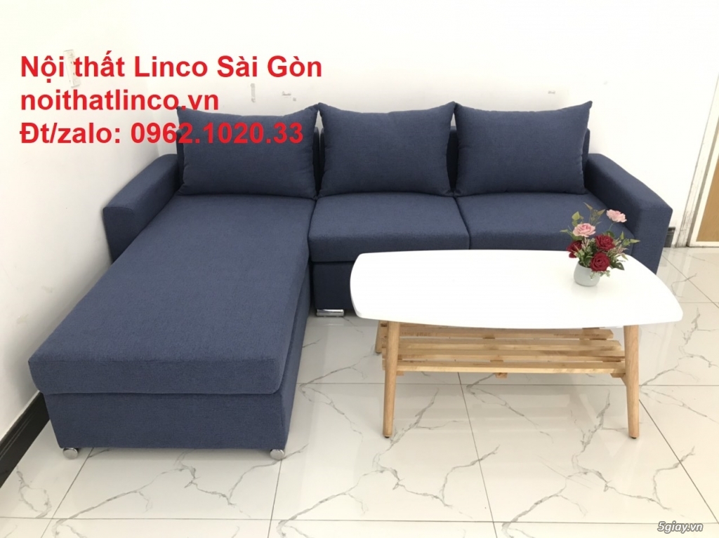 Ghế sofa góc L nhỏ | Sofa giá rẻ Góc chữ L đẹp xanh đậm | Sofa Linco - 6