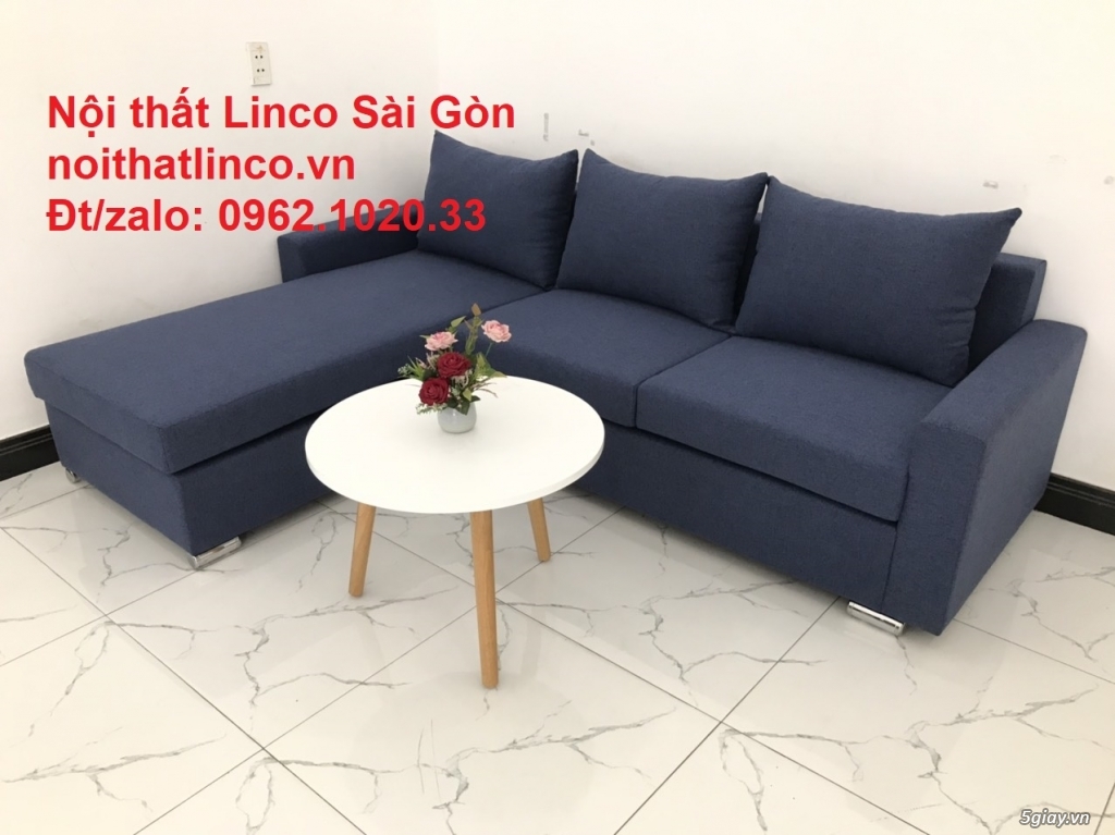 Ghế sofa góc L nhỏ | Sofa giá rẻ Góc chữ L đẹp xanh đậm | Sofa Linco - 4