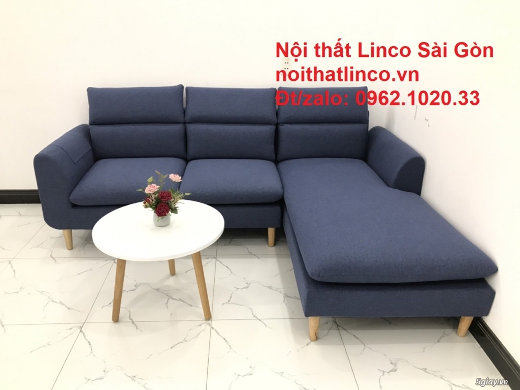 Mẫu sofa góc rẻ | Sofa góc chữ L Xanh dương đập đẹp | Sofa Linco SG - 4