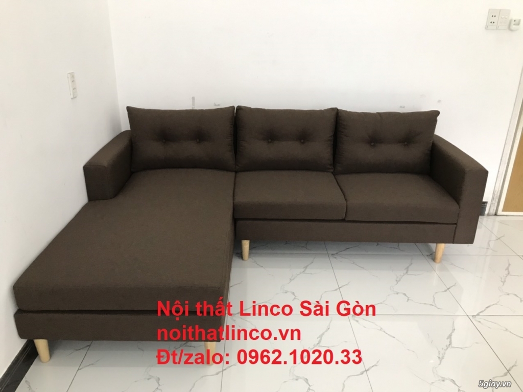 Bộ bàn ghế sofa góc chữ L 2m2 x 1m6 nâu cafe giá rẻ đẹp Sofa Linco SG - 1