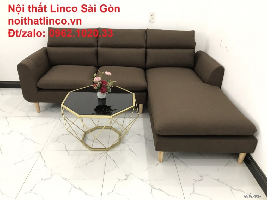 Bộ sofa góc chữ L | Nẫu cafe đen đậm giá rẻ phòng khách | Sofa Linco - 4