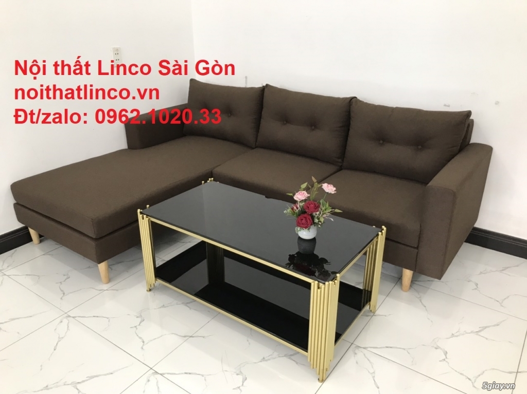 Bộ bàn ghế sofa góc chữ L 2m2 x 1m6 nâu cafe giá rẻ đẹp Sofa Linco SG - 3
