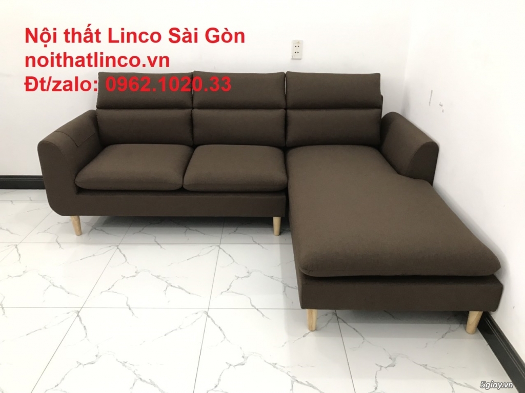 Bộ sofa góc chữ L | Nẫu cafe đen đậm giá rẻ phòng khách | Sofa Linco - 11