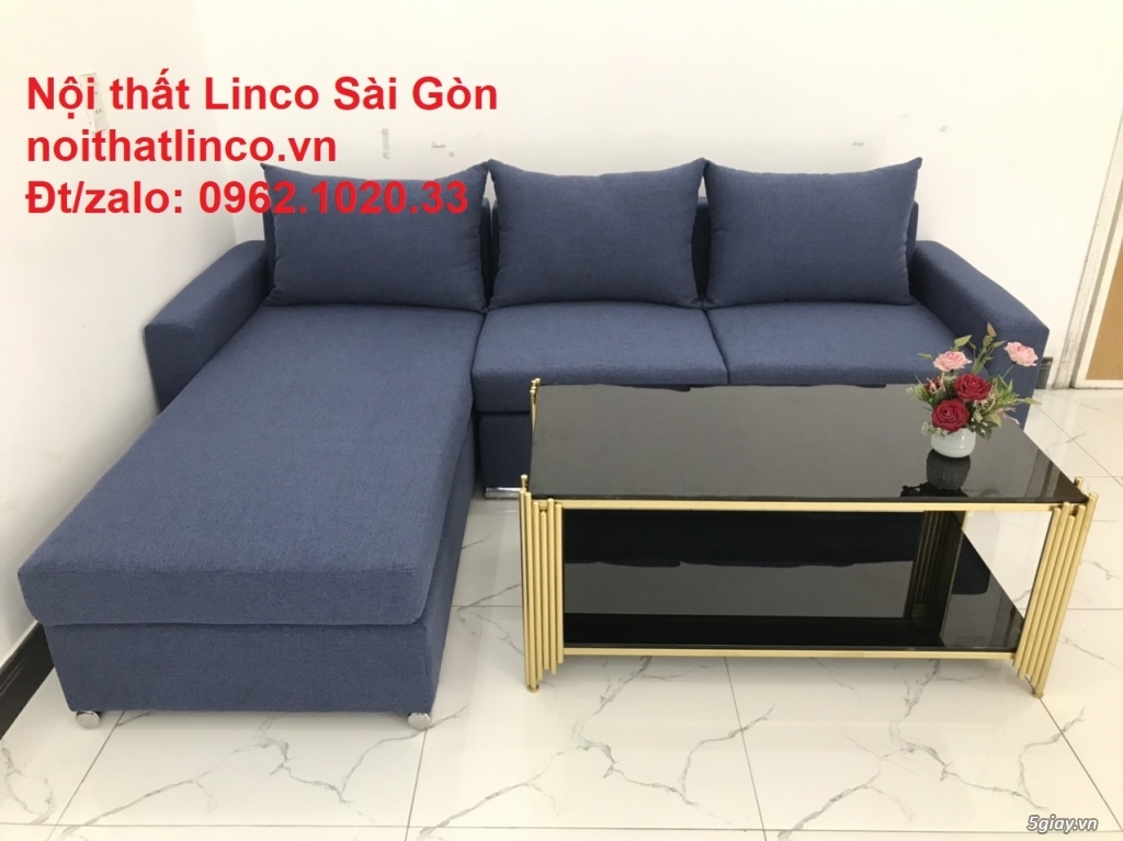 Ghế sofa góc L nhỏ | Sofa giá rẻ Góc chữ L đẹp xanh đậm | Sofa Linco - 10