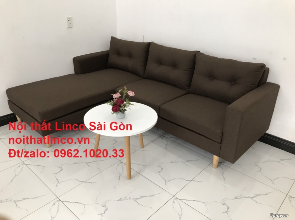 Bộ bàn ghế sofa góc chữ L 2m2 x 1m6 nâu cafe giá rẻ đẹp Sofa Linco SG - 8