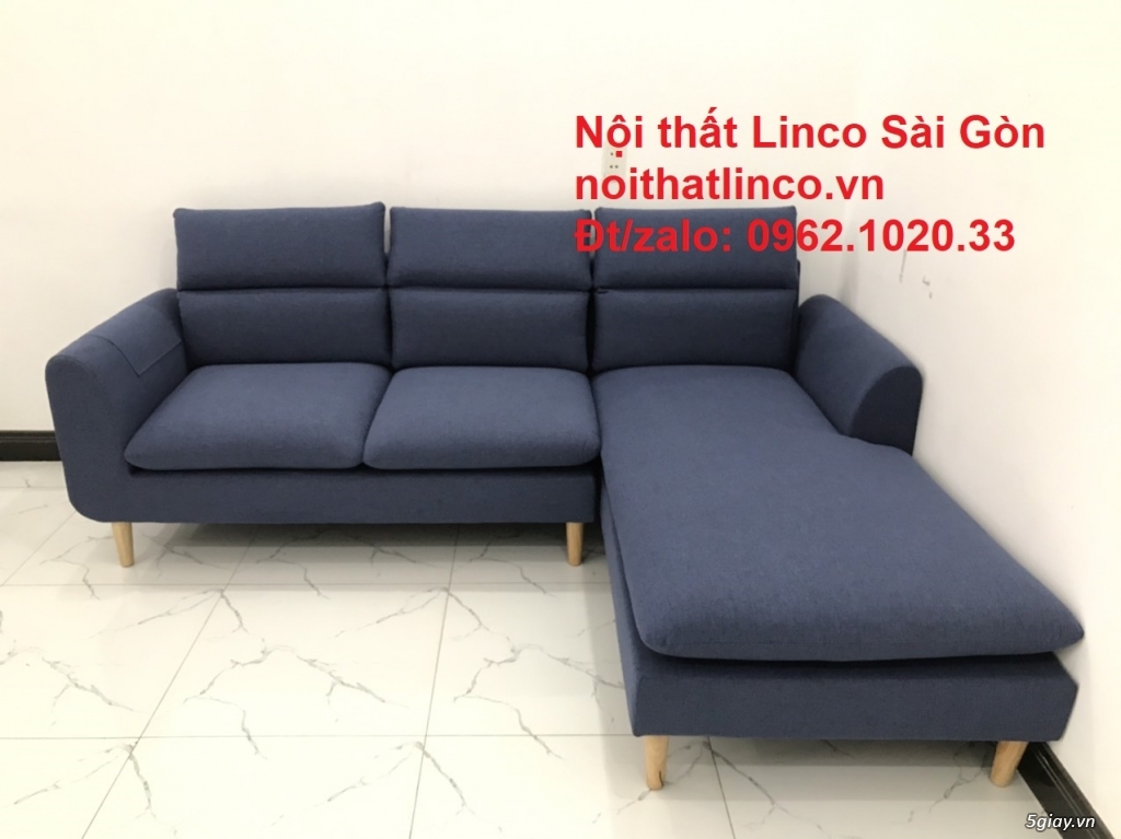 Mẫu sofa góc rẻ | Sofa góc chữ L Xanh dương đập đẹp | Sofa Linco SG - 3