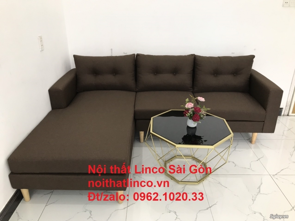 Bộ bàn ghế sofa góc chữ L 2m2 x 1m6 nâu cafe giá rẻ đẹp Sofa Linco SG - 5